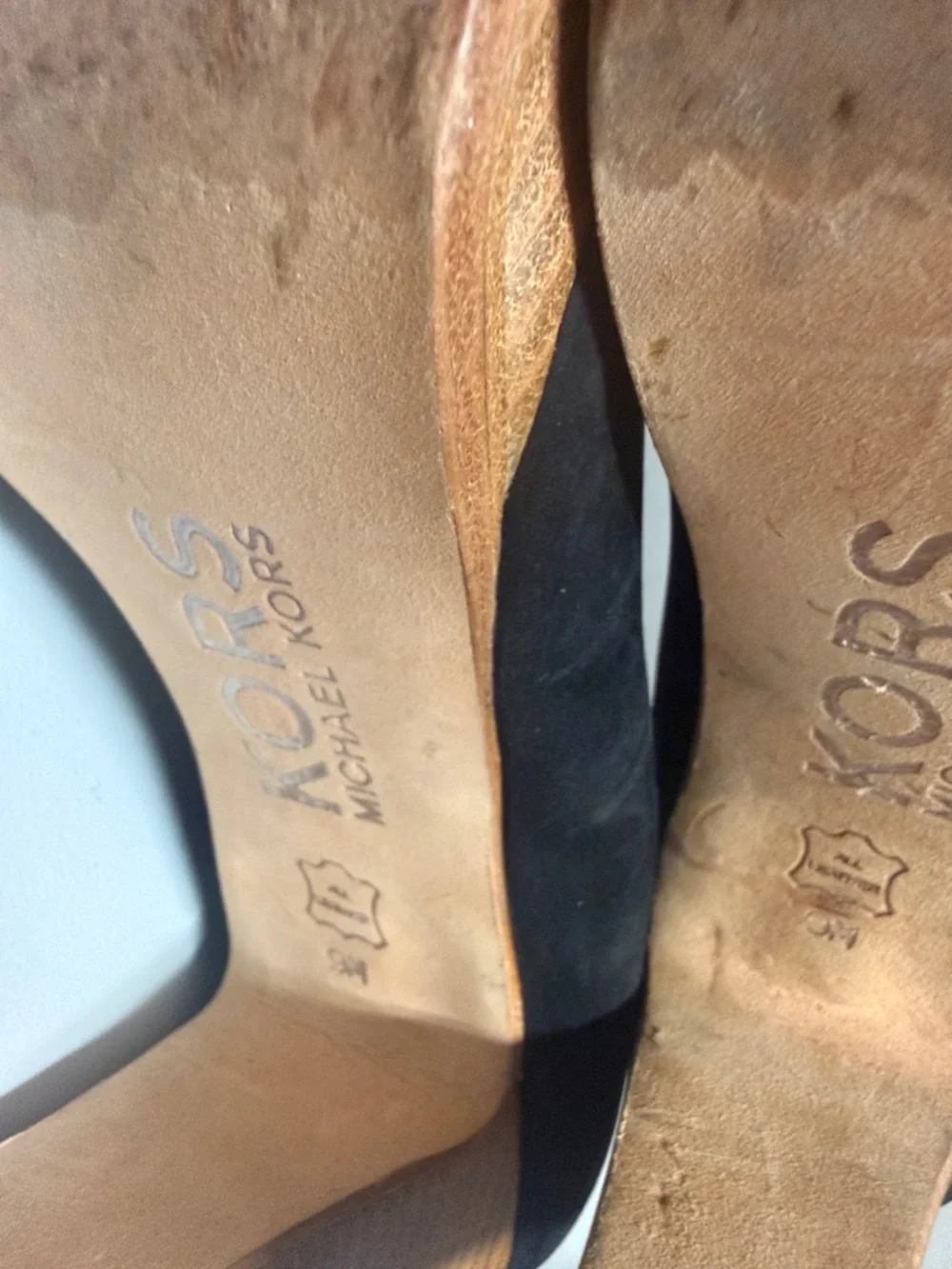 Michael Kors Black Suede Open-Toe Platform Wedges with Buckle - Picture 15 of 16